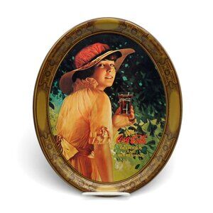 Coca Cola WWI Girl Metal Serving Tray Vintage USA 1970s Vintage 13"